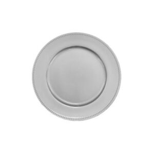 Plastic Charger Plate Beaded Silver