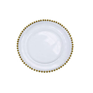 Crystal Charger Plate Beaded Gold