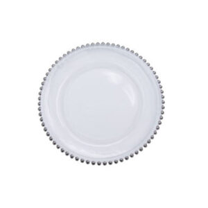 Crystal Charger Plate Beaded Silver