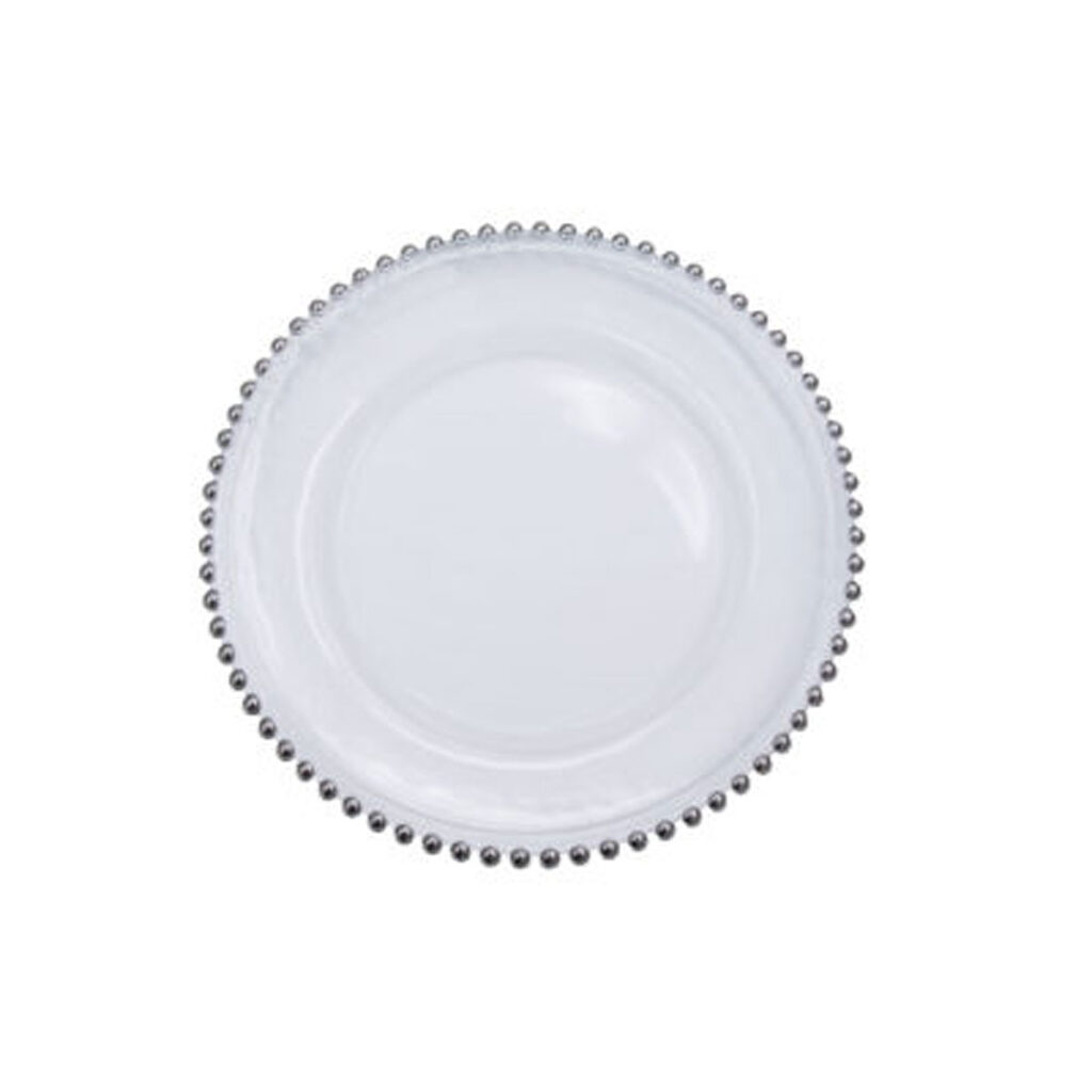 Crystal Charger Plate Beaded Silver